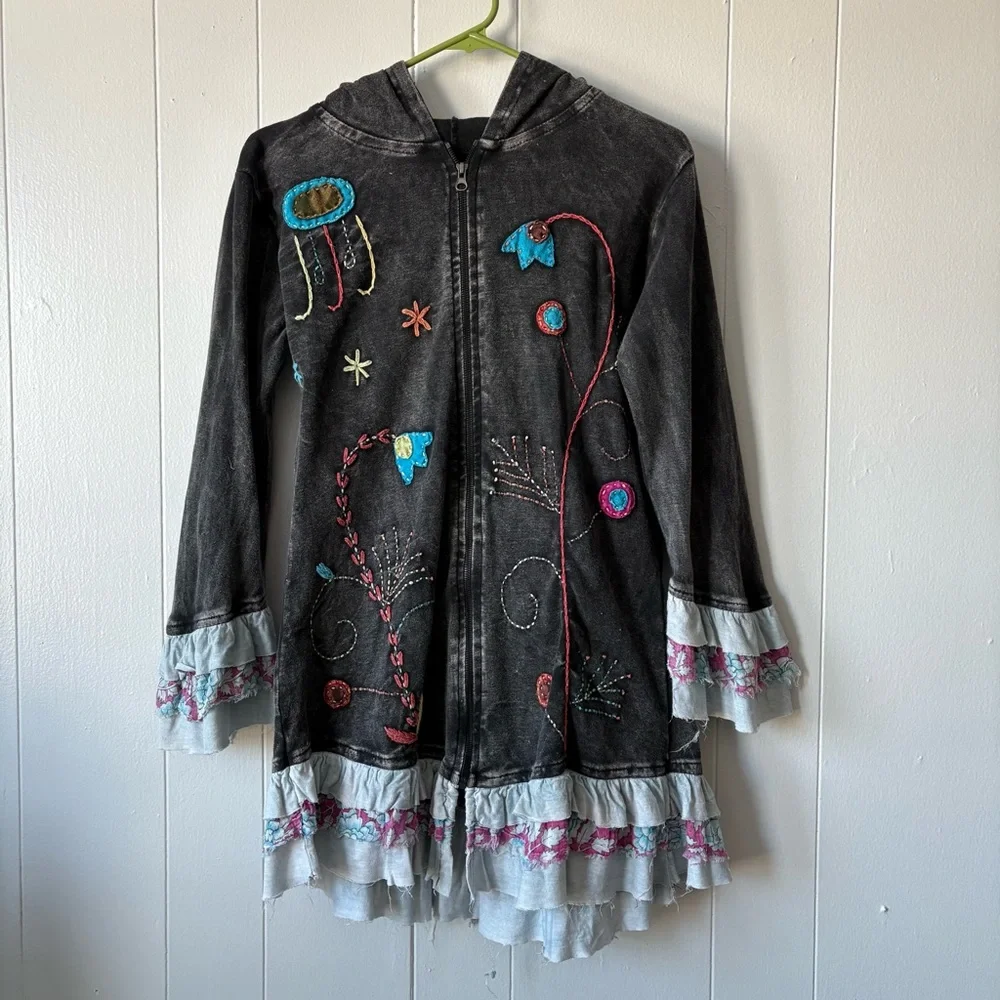 Grateful Dead Upcycled Kathmandu Hippie Hoodie - Picture 3 of 11
